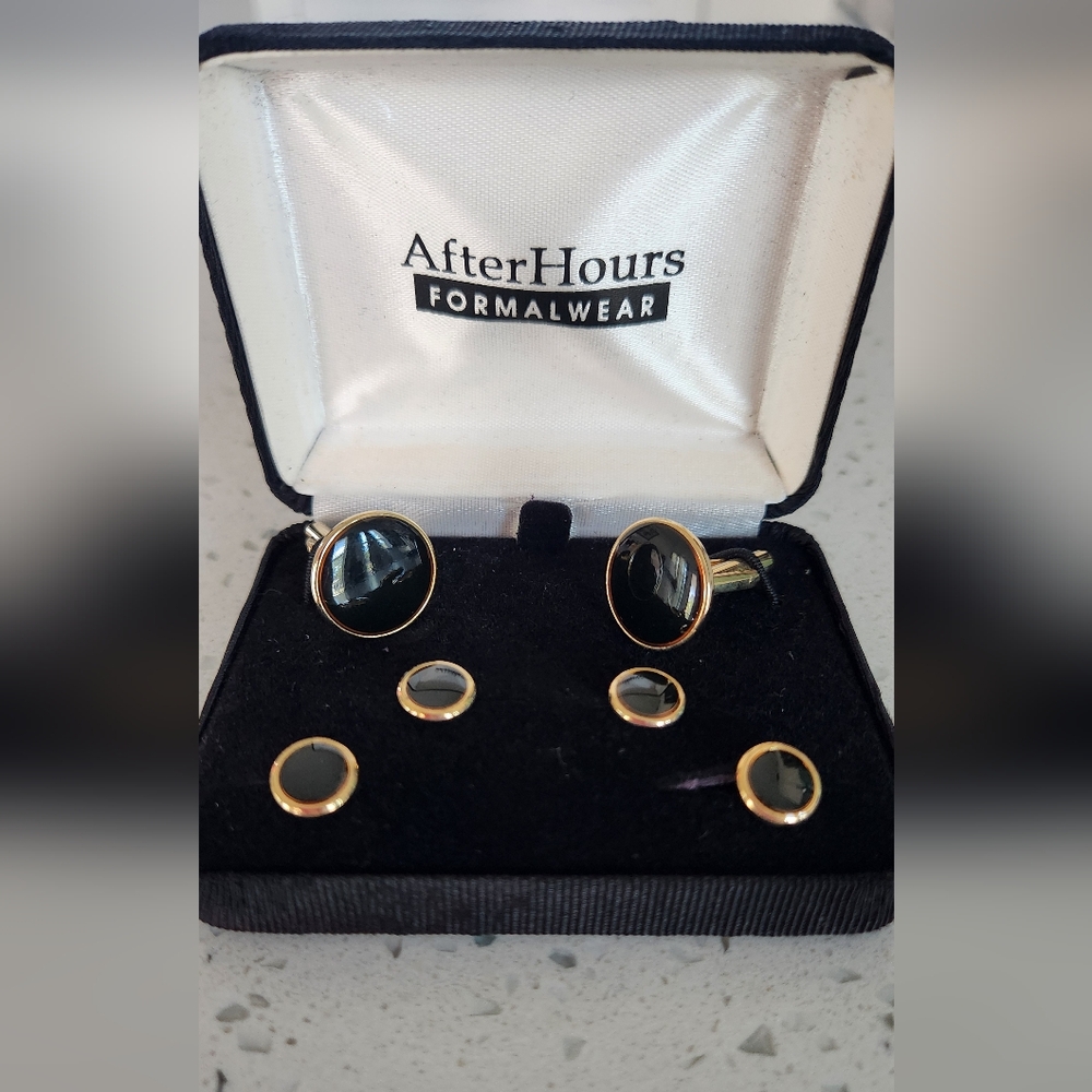 Gold and Black Cufflinks Set